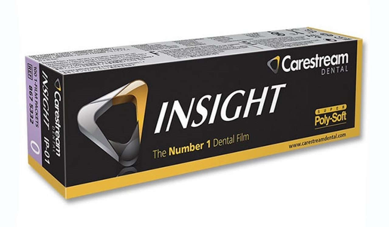 Carestream Insight IP-01 Size 0 Periapical X-Ray Film - 1-Film Super Poly-Soft Packets, 100/Box Carestream Insight IP-01 Size 0 Periapical X-Ray Film - 1-Film Super Poly-Soft Packets, 100/Box